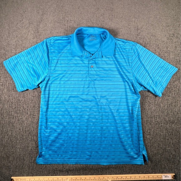 PGA Tour Other - PGA Tour Mens XL Blue Striped Short Sleeve Performance Golf Polo Shirt